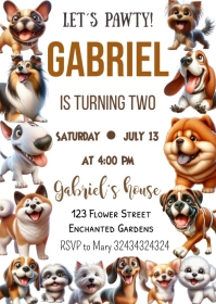 Dog Birthday Invitation A6 template