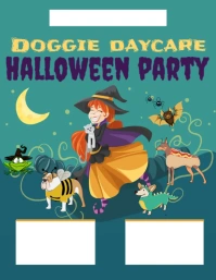 Dog Daycare Halloween Party  Flyer Template Pamflet (VSA Brief)