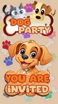 Dog Party Birthday Invitation Video Pantalla Digital (9:16) template