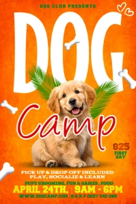 Dog puppy daycare training boot camp services centre promotion flyer poster template design ideas