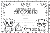Dog puppy Pet Adoption Certificate Etiket template
