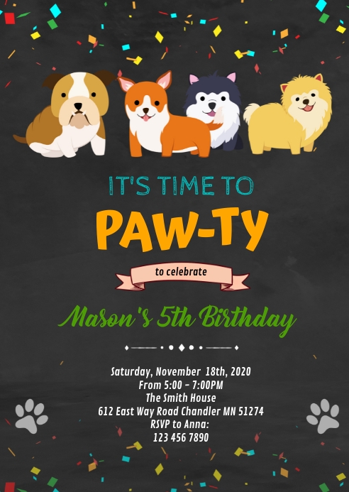Modele Chien Chiot Animal Anniversaire Invitation Postermywall Modele Chien Chiot Animal Anniversaire Invitation Postermywall