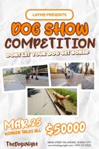 白色 Dog Show Competition Poster Template