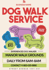Putih Dog walk Service Flyer A3 Template