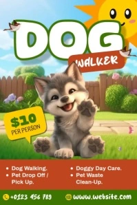 Dog Walker Ads Poster template