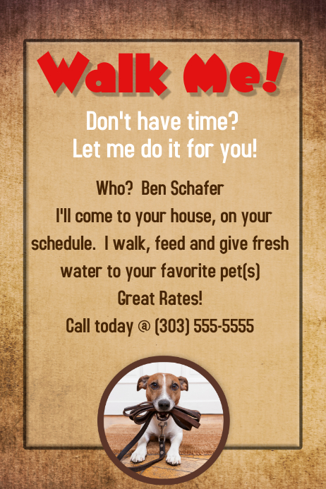 Pin on must haves Dog Walker Groomer Pet Sitter Flyer Poster Announcement Template