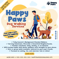 Dog Walking Services Banner Сообщение Instagram template