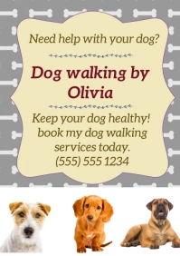 Dog Walking Services Poster A5 template