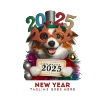 Dog Wishing New Year Logo Logotipo template