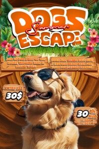 Dogs Summer Escape Poster template