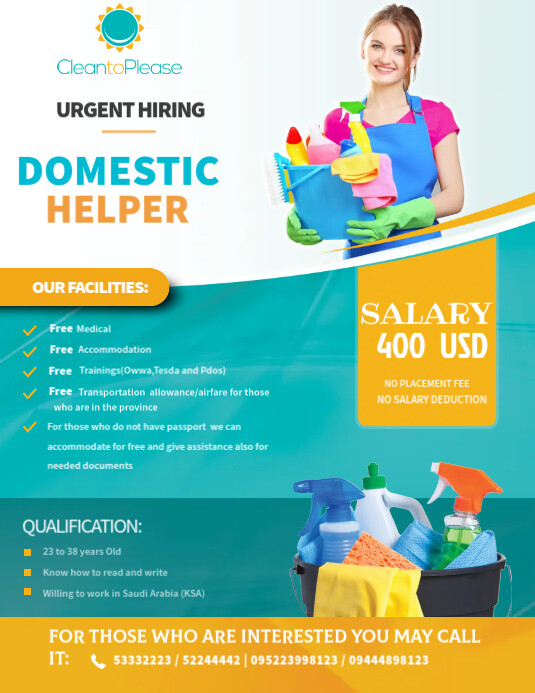 Domestic Helper Template | PosterMyWall