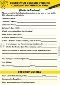 Domestic Violence Complaint Form Template A4