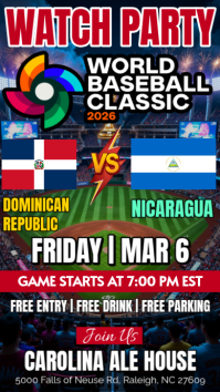 Dominican Republic Vs Nicaragua 2026 World Baseball Classic Watch Party Instagram Story Template