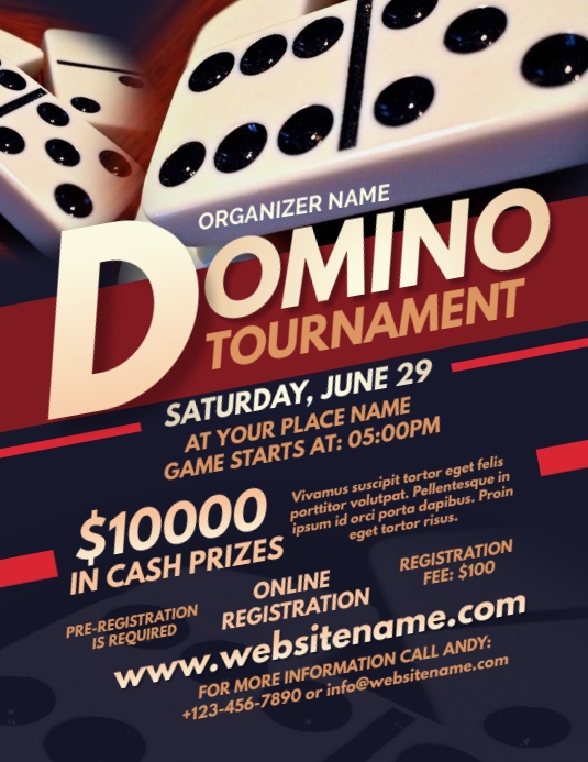 Domino Tournament Flyer เทมเพลต PosterMyWall