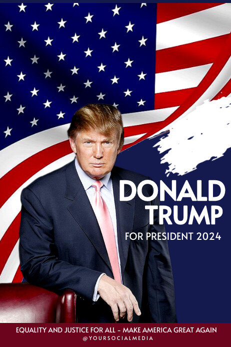 Donald Trump for president 2024 blue poster Template | PosterMyWall