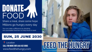 Blue DONATE FOOD Digitalt display Template