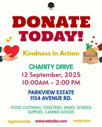 donate today donation charity drive poster flyer facebook google post template design supplies Instagram Portrait