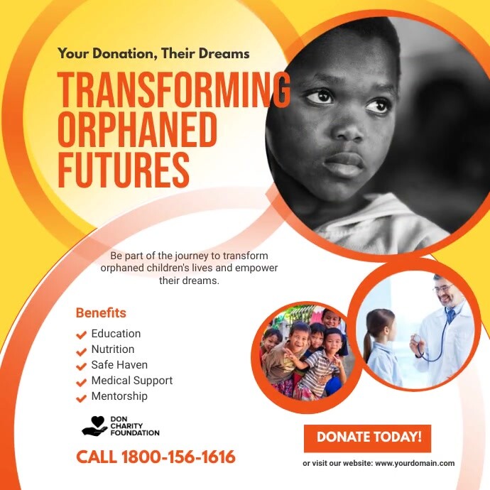 Donation for orphans Facebook Instagram Template | PosterMyWall