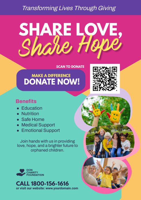 Donation for orphans flyer poster Template | PosterMyWall