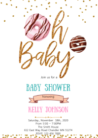 Donut baby shower invitation A6 template