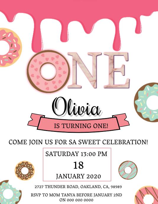 Copy of Donut Birthday invitation Template PosterMyWall