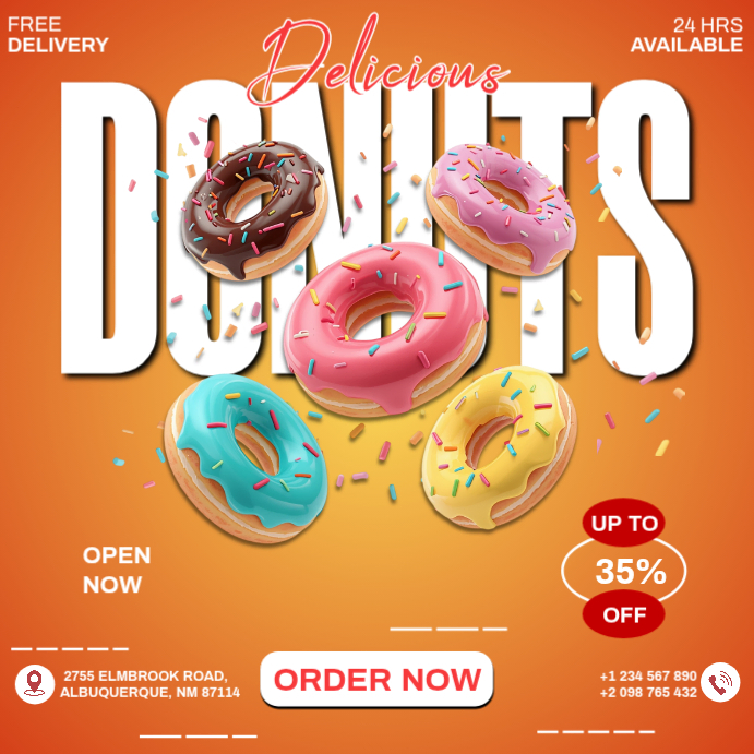 Donuts Ads Square (1:1) Template | PosterMyWall