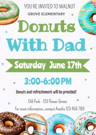 Donuts with dad printable flyer A6 template