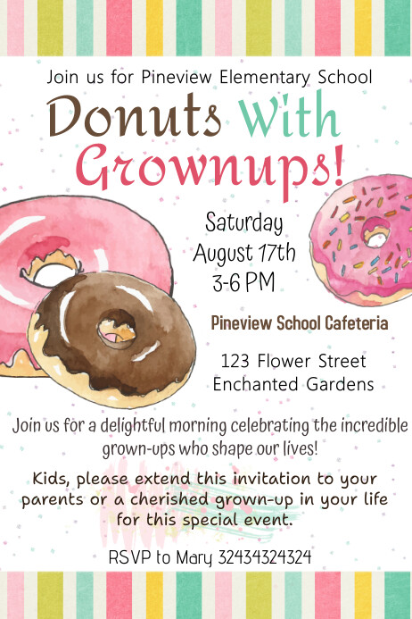 Donuts With Grownups Flyer, Poster template