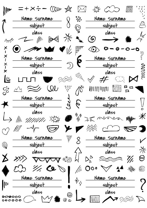 Flash Notebook Sticker Template Doodle Notebook Labels Stickers for School Pr Template | PosterMyWall