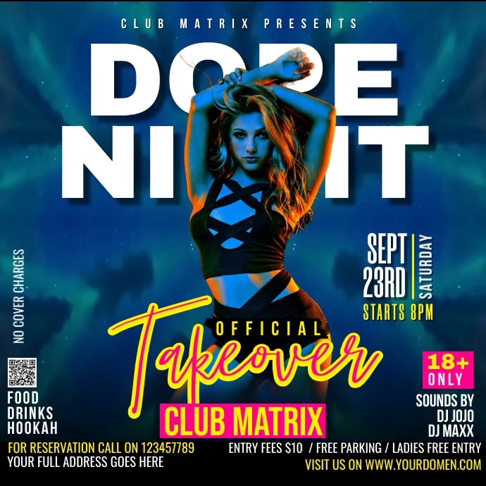 Dope Night takeover Instagram Plasing template