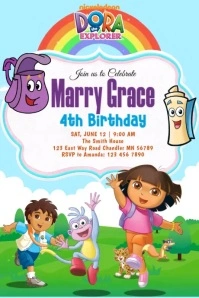 Dora the Explorer - Birthday Invitation Póster template