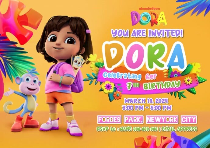 Dora the explorer birthday invitation Template | PosterMyWall
