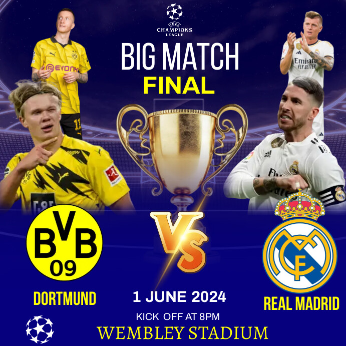 Copy of Dortmund vs Real Madrid Flyer Template | PosterMyWall