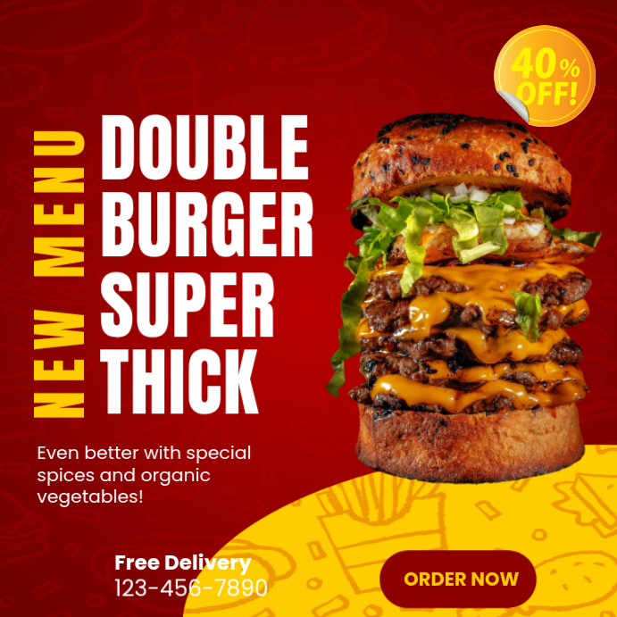 Double Burger New Menu Square Template | PosterMyWall