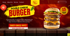 สีแดง Double Cheese Burger Facebook Shared Image Template