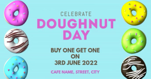 Turquesa Doughnut Day Promotion Facebook Event Cover Template