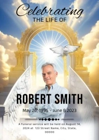 Dove and Sky funeral program template A5