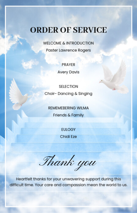 Dove and Sky order of service template PosterMyWall Dove and Sky order of service template PosterMyWall