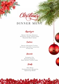 downloadable free editable christmas menu tem A4 template