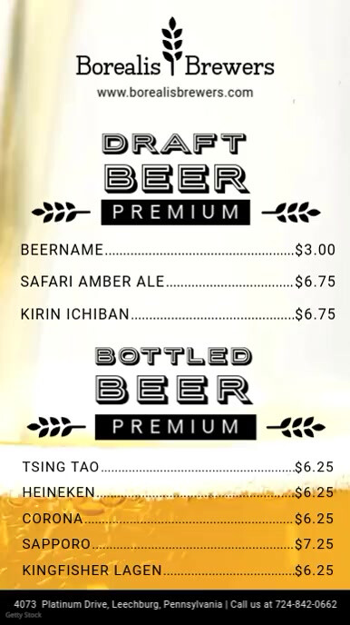 Draft Beer and Drinks Menu Board Template | PosterMyWall