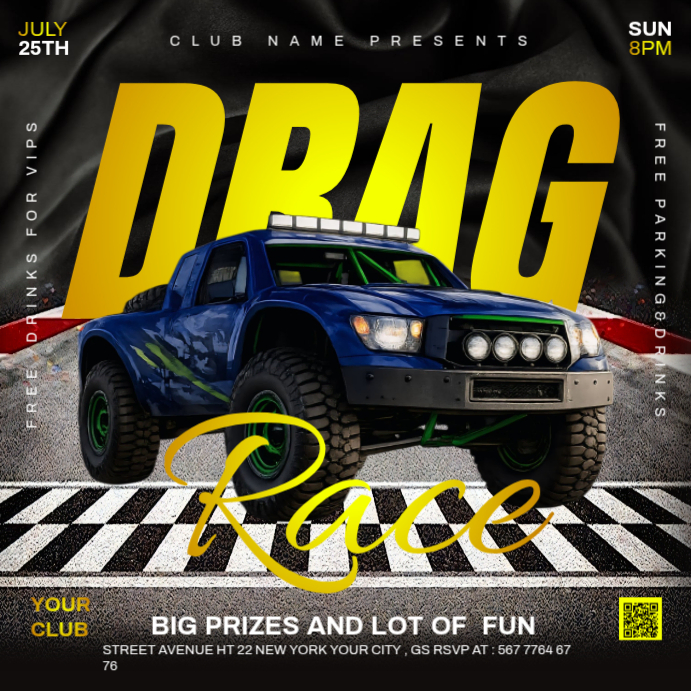 Modèle Noir Drag Race Event Carré | PosterMyWall
