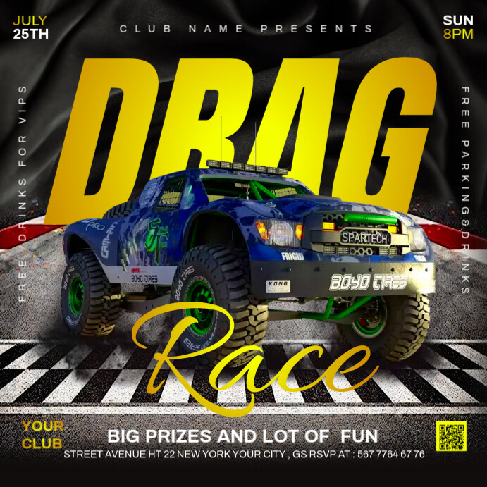 Drag race plate Template | PosterMyWall