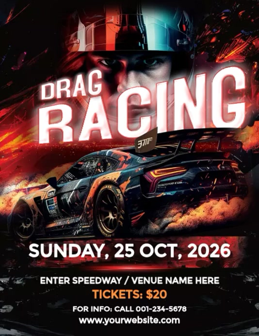 Funny Racing Event Flyer Black Drag Racing Event Flyers Template | PosterMyWall