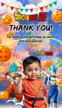 dragon ball thank you for coming Carte de visite template