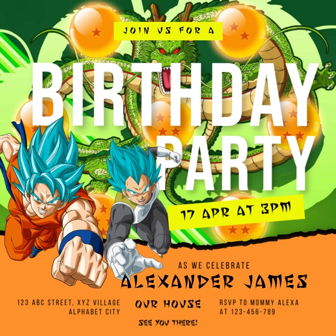 Dragon Ball Z Birthday Invitation (5) Template | PosterMyWall