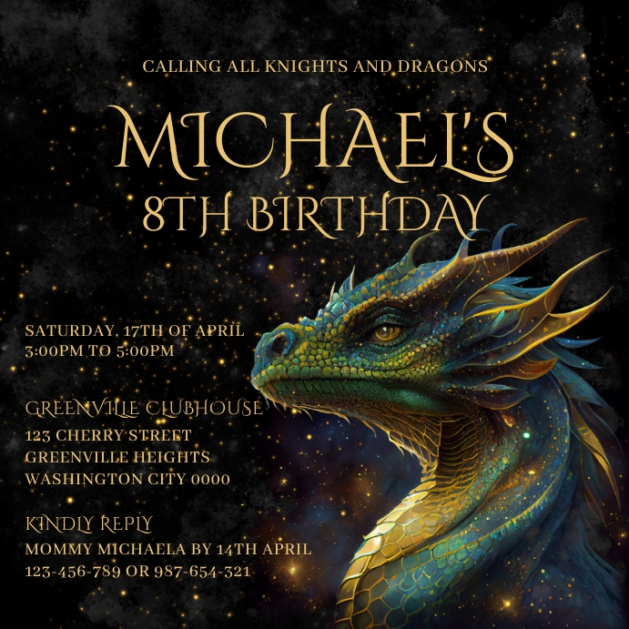 Dragon Birthday Invitation Template | PosterMyWall Dragon Birthday Invitation Template | PosterMyWall