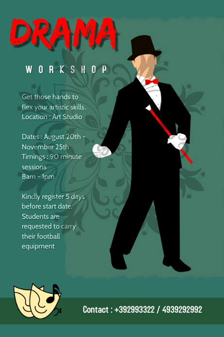 Drama Workshop Poster Template PosterMyWall