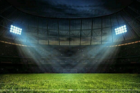 Dramatic night stadium floodlights Póster template