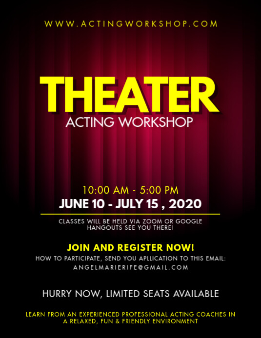 Dramatics Classes Online Course Flyer Template PosterMyWall