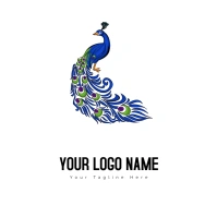 Drawing Art Peafowl Painting Logo template